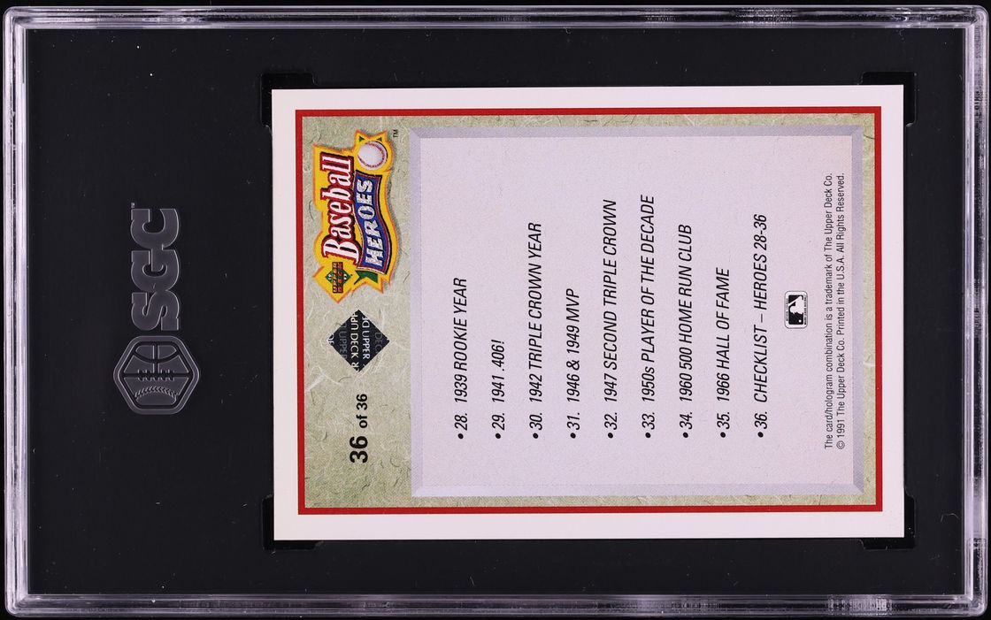 1992 Upper Deck Baseball Heroes Ted Williams AUTO /2500 #36 SGC 8.5 NM-MT+ - Photo 2