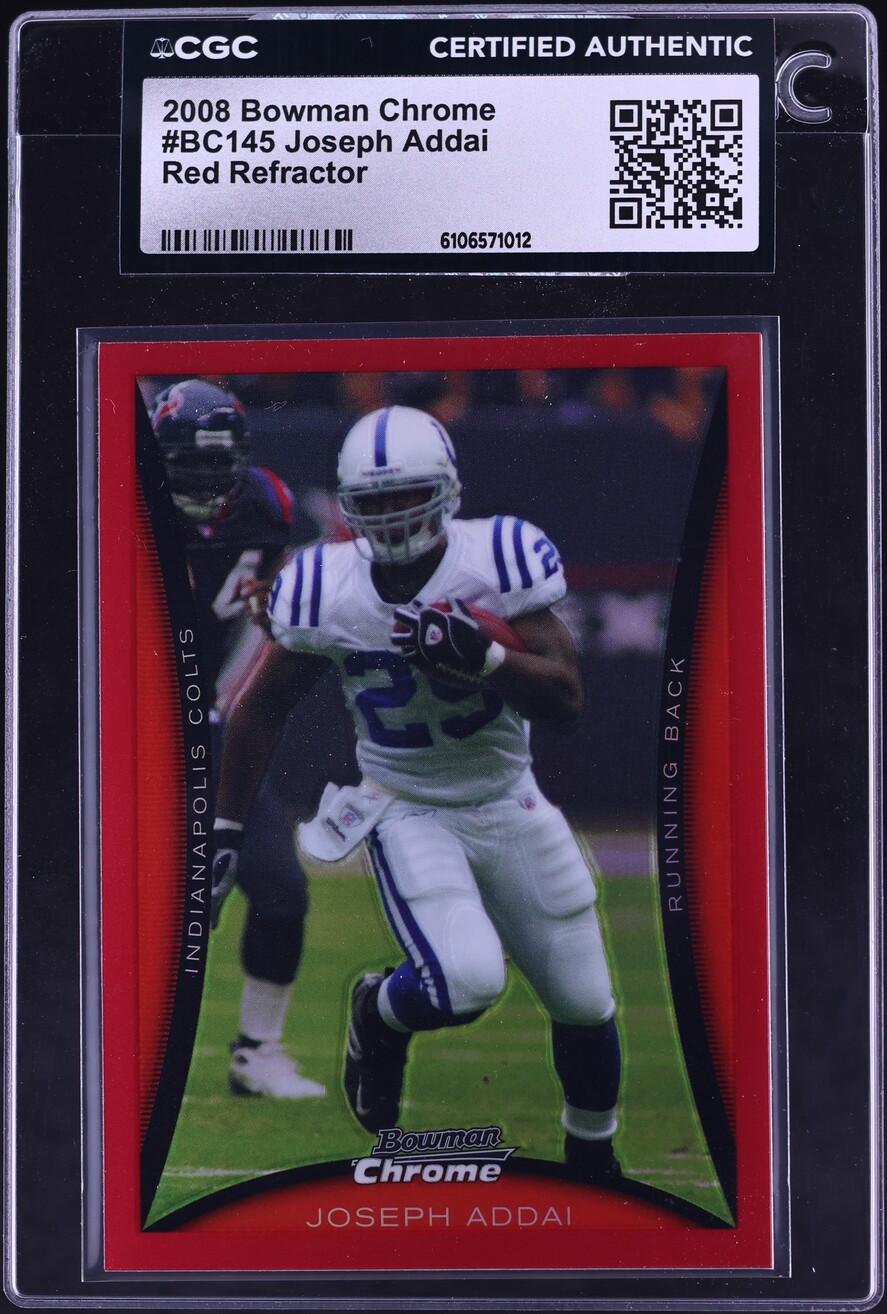 2008 Bowman Chrome Red Refractor Joseph Addai 1/5 #BC145 CGC AUTH - Photo 1