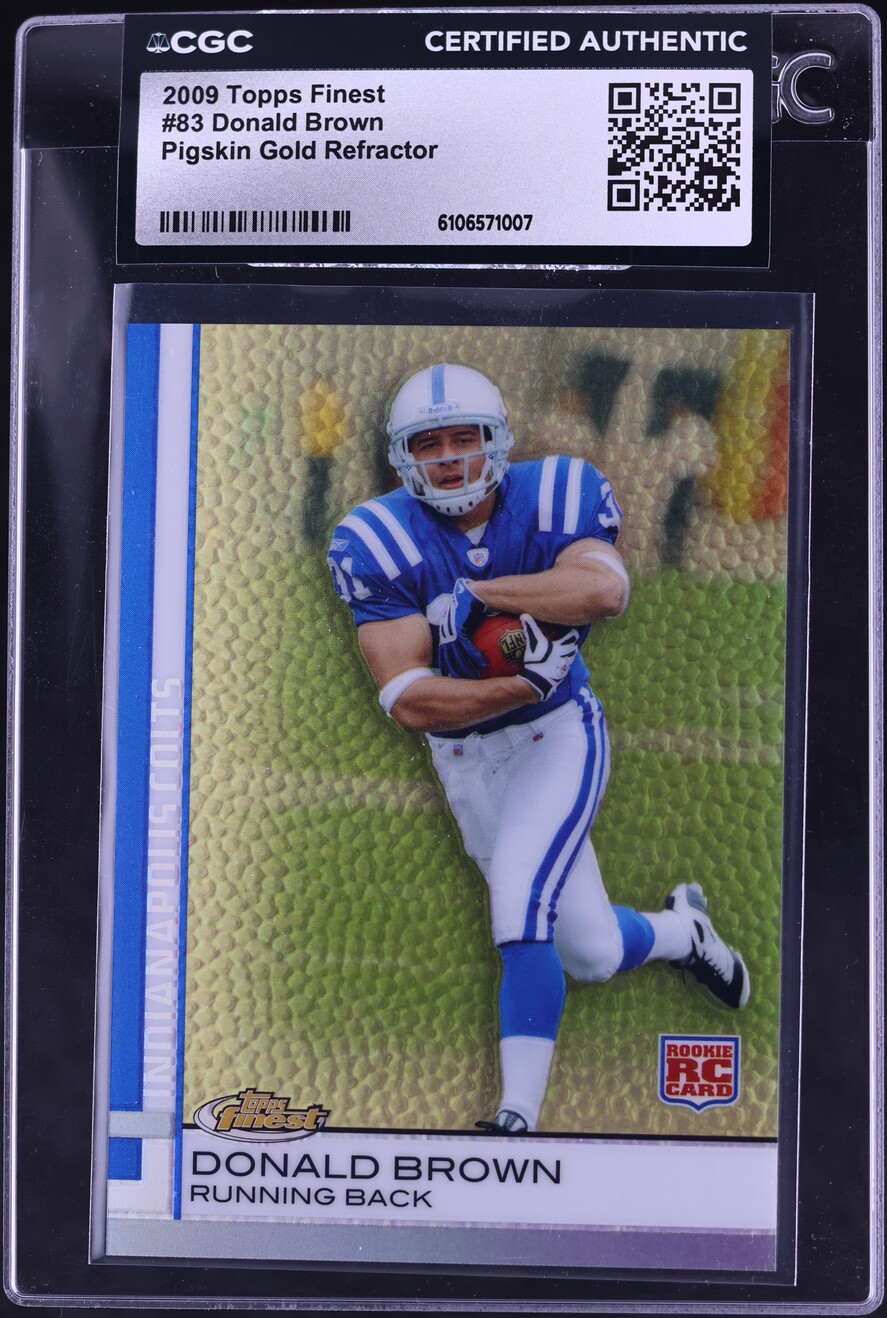 2009 Finest Pigskin Gold Refractor Donald Brown /25 #83 CGC AUTH - Photo 1