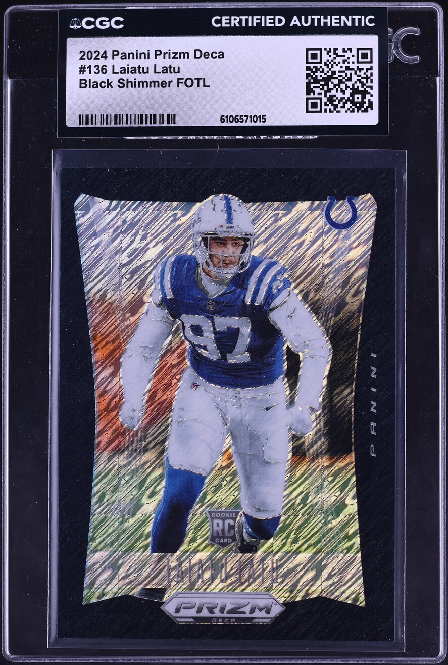 2024 Panini Prizm Deca Black Shimmer FOTL Laiatu Latu ROOKIE 1/1 #136 CGC AUTH - Photo 1