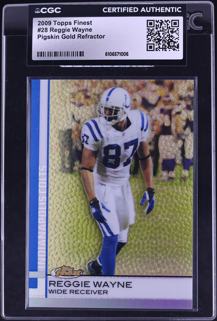 2009 Finest Pigskin Gold Refractor Reggie Wayne /25 #28 CGC AUTH - Photo 1