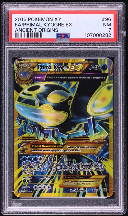 2015 Pokemon XY Ancient Origins Full Art Primal Kyogre EX #96 PSA 7 NRMT