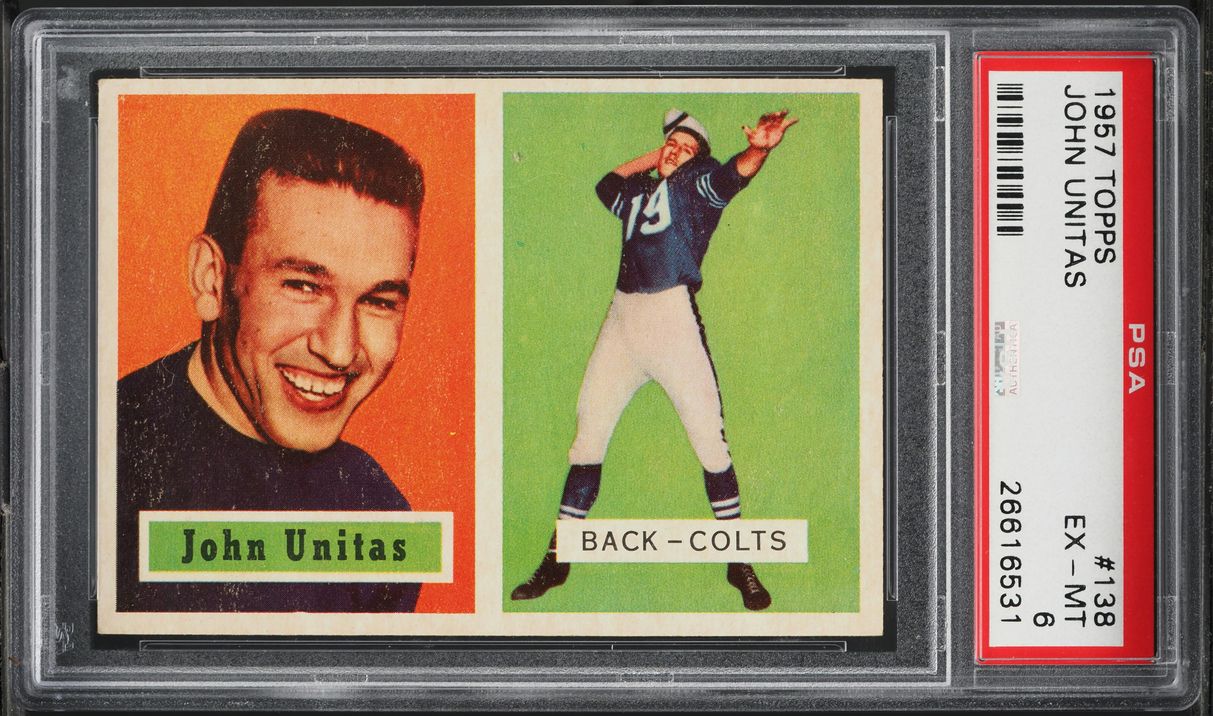 1957 Topps Football Johnny Unitas ROOKIE #138 PSA 6 EXMT
