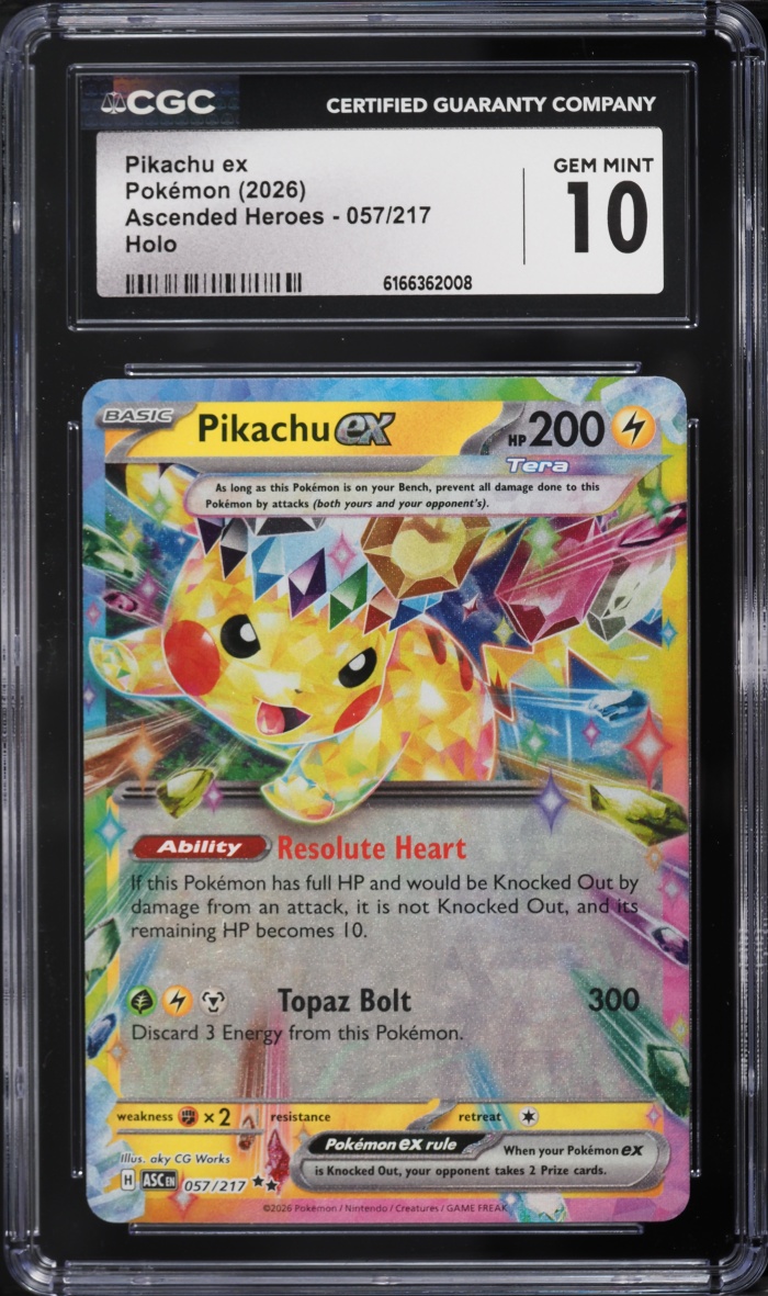 2026 Pokemon Mega Evolution Ascended Heroes Holo Pikachu ex #57 CGC 10 GEM MINT