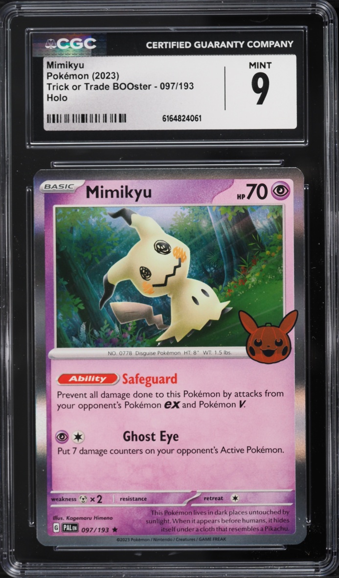 2023 Pokemon Scarlet & Violet Paldea Evolved Trick Or Trade Holo Mimikyu #97 CGC 9 MINT