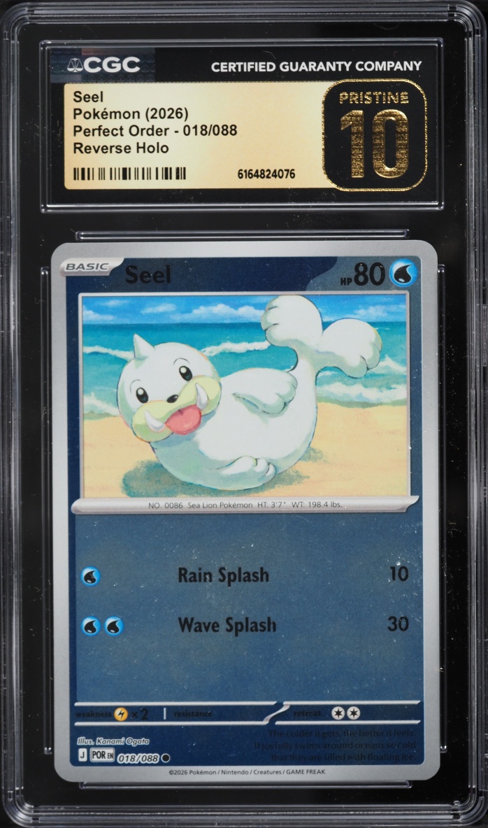 2026 Pokemon Mega Evolution Perfect Order Reverse Holo Seel #018 CGC 10 PRISTINE