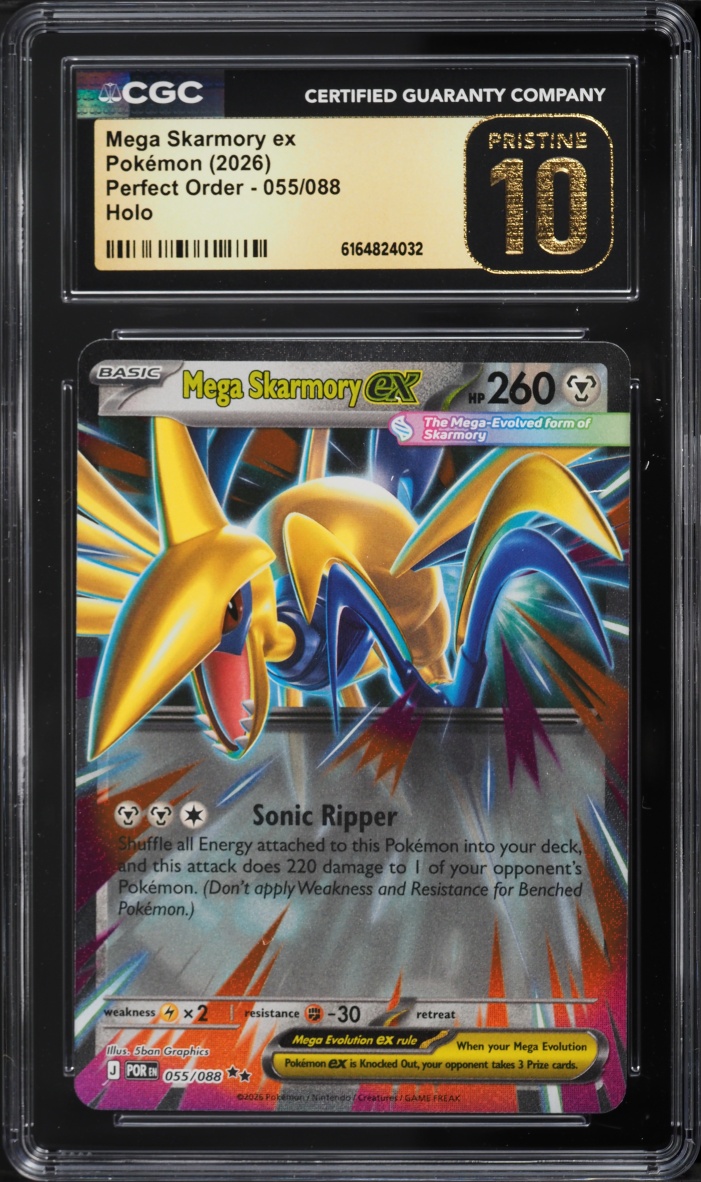 2026 Pokemon Mega Evolution Perfect Order Holo Mega Skarmory Ex #55 CGC 10 PRISTINE