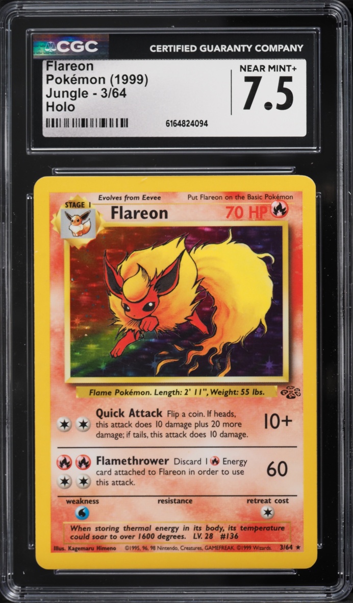 1999 Pokemon Jungle Holo Flareon #3 CGC 7.5 NRMT+