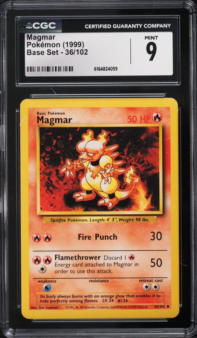 1999 Pokemon Base Set Magmar #36 CGC 9 MINT
