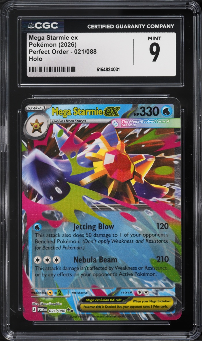 2026 Pokemon Mega Evolution Perfect Order Holo Mega Starmie ex #21 CGC 9 MINT