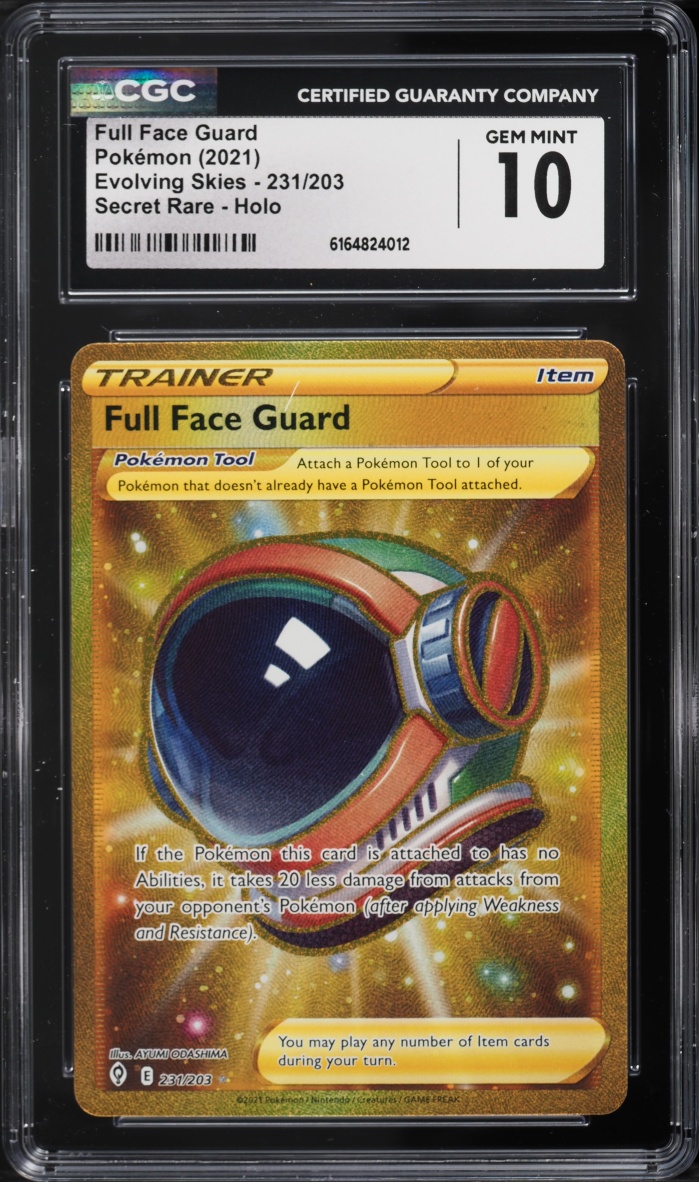 2021 Pokemon Sword & Shield Evolving Skies Gold Rare Full Face Guard #231 CGC 10 GEM MINT