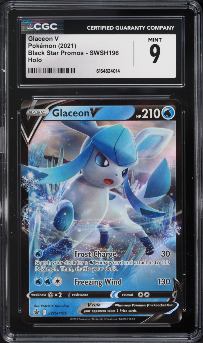 2021 Pokemon Sword & Shield Black Star Promo Holo Glaceon V #SWSH196 CGC 9 MINT