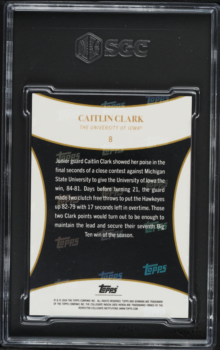 2023 Bowman U Now Collegiate Campaign Caitlin Clark ROOKIE #8 SGC 8 NM-MT