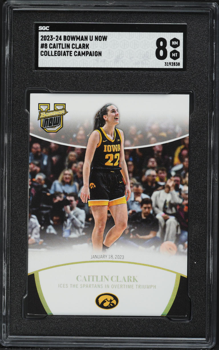 2023 Bowman U Now Collegiate Campaign Caitlin Clark ROOKIE #8 SGC 8 NM-MT