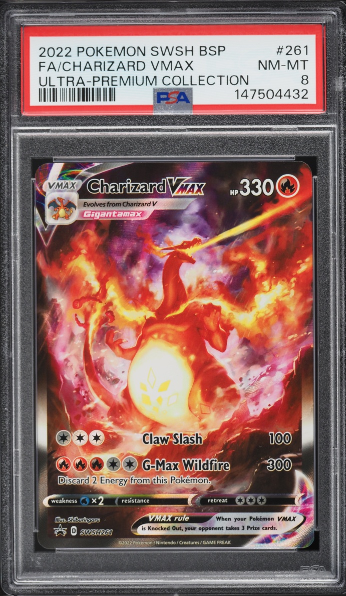 2022 Pokemon Sword & Shield Promo Ultra Premium Full Art Charizard VMAX #261 PSA 8 NM-MT
