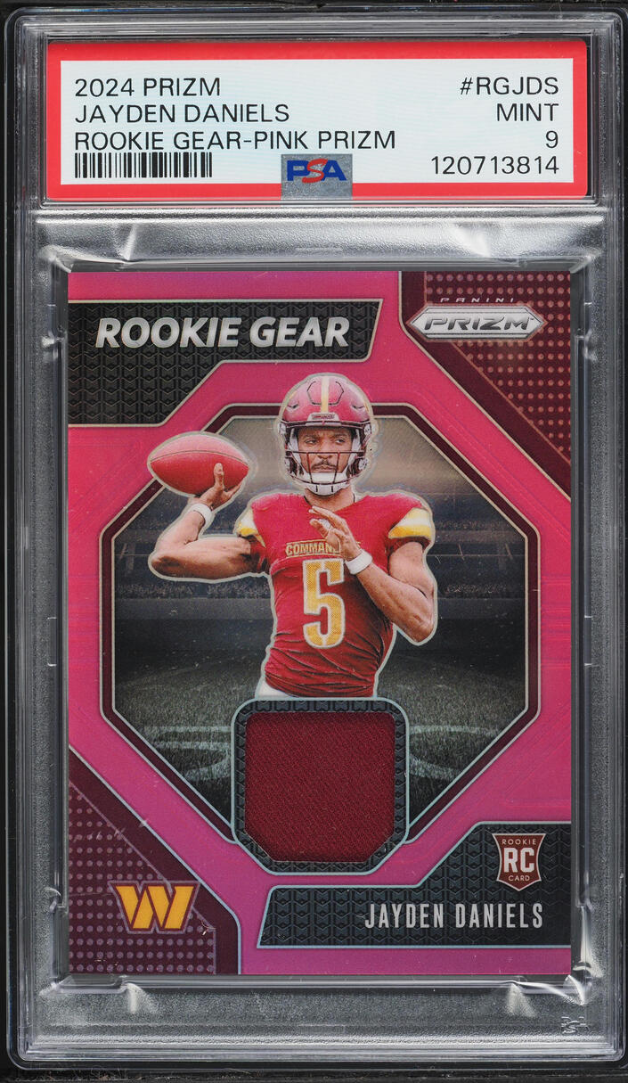 2024 Panini Prizm Pink Jayden Daniels ROOKIE PATCH #RG-JDS PSA 9 MINT