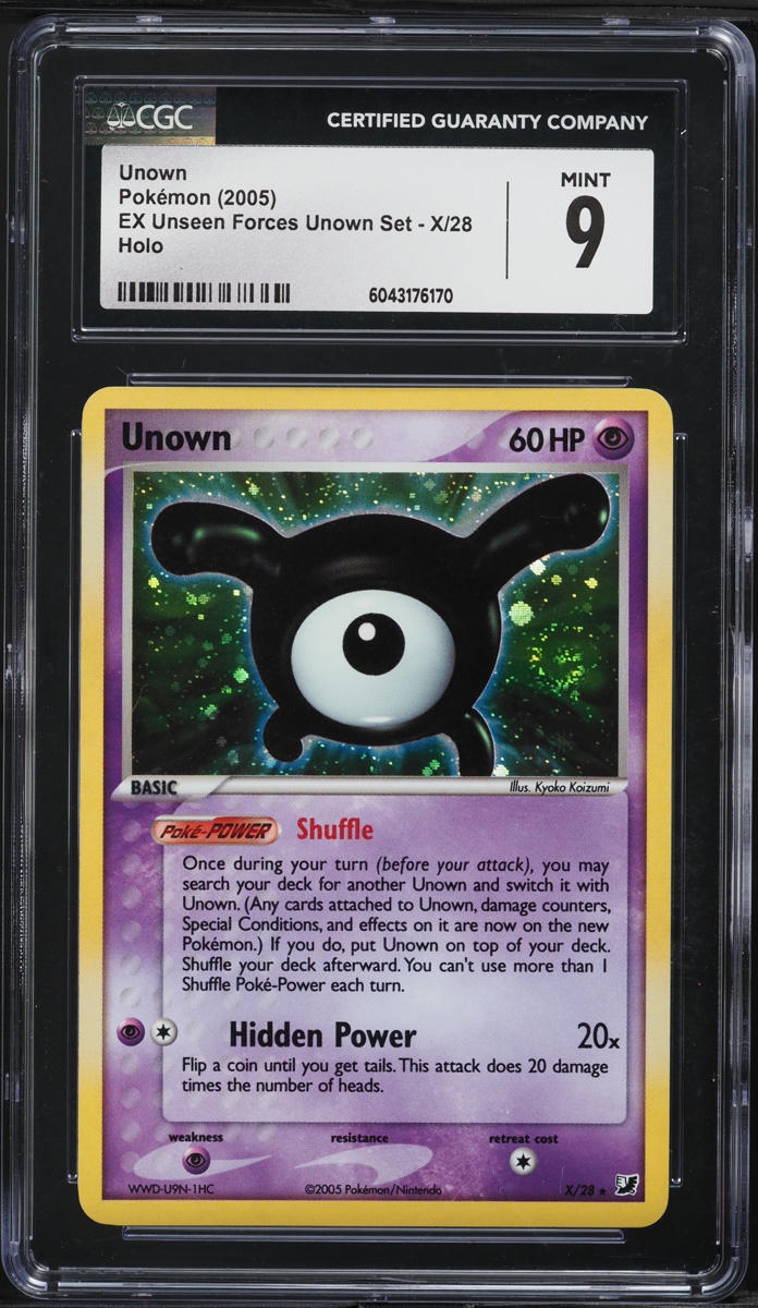 2005 Pokemon EX Unseen Forces Set Holo Unown #X CGC 9 MINT