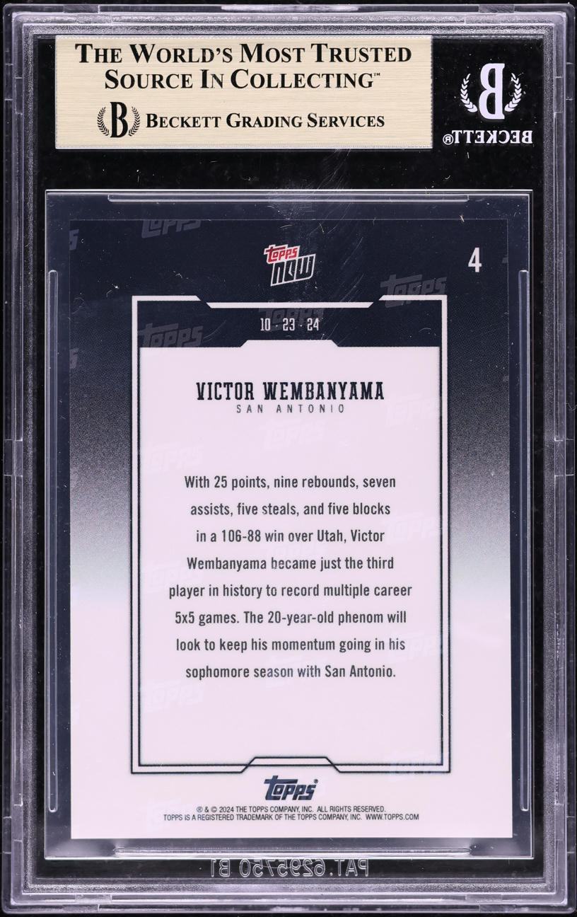 2024 Topps Now Victor Wembanyama #4 BGS 9.5 GEM MINT