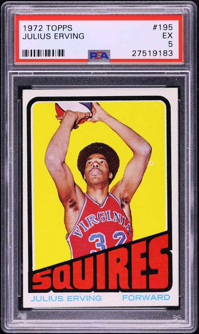 1972 Topps Basketball Julius Erving ROOKIE #195 PSA 5 EX