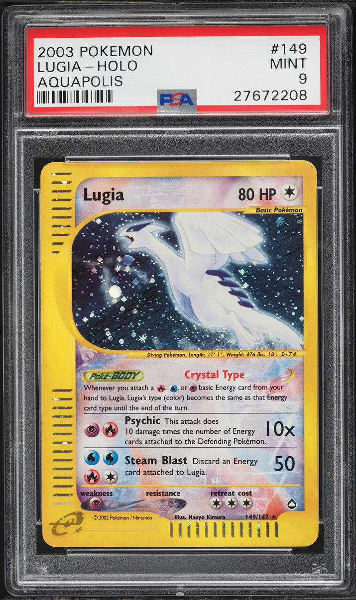 2003 Pokemon Aquapolis Holo Crystal Lugia #149 PSA 9 MINT
