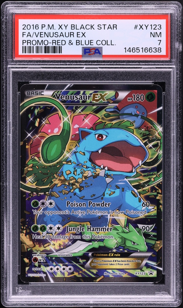 2016 Pokemon XY Black Star Promo Red & Blue Collection Full Art Venusaur EX #XY123 PSA 7 NRMT