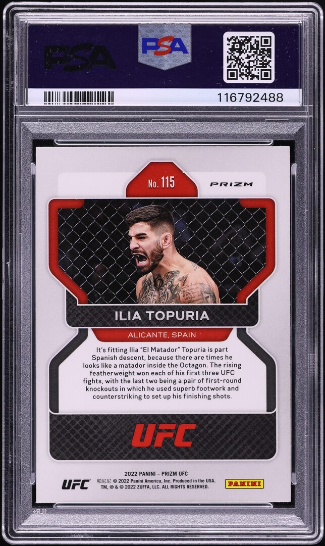 2022 Panini Prizm UFC Silver Ilia Topuria ROOKIE #115 PSA 10 GEM MINT