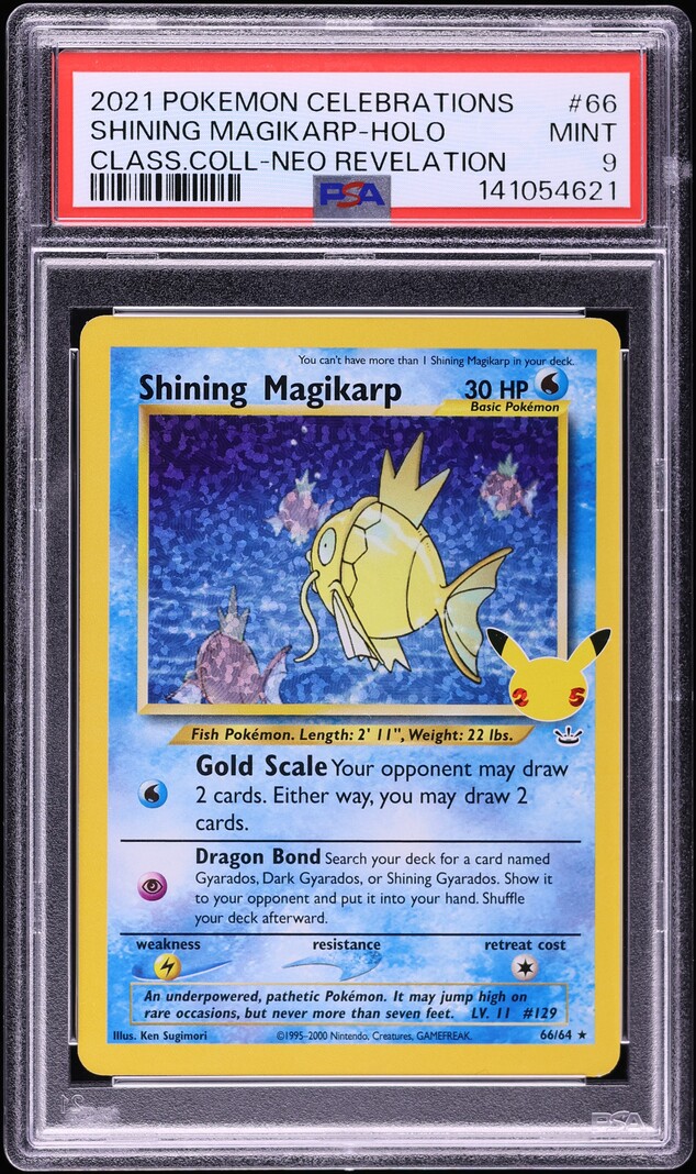 2021 Pokemon Sword & Shield Celebrations Classic Holo Shining Magikarp #66 PSA 9 MINT