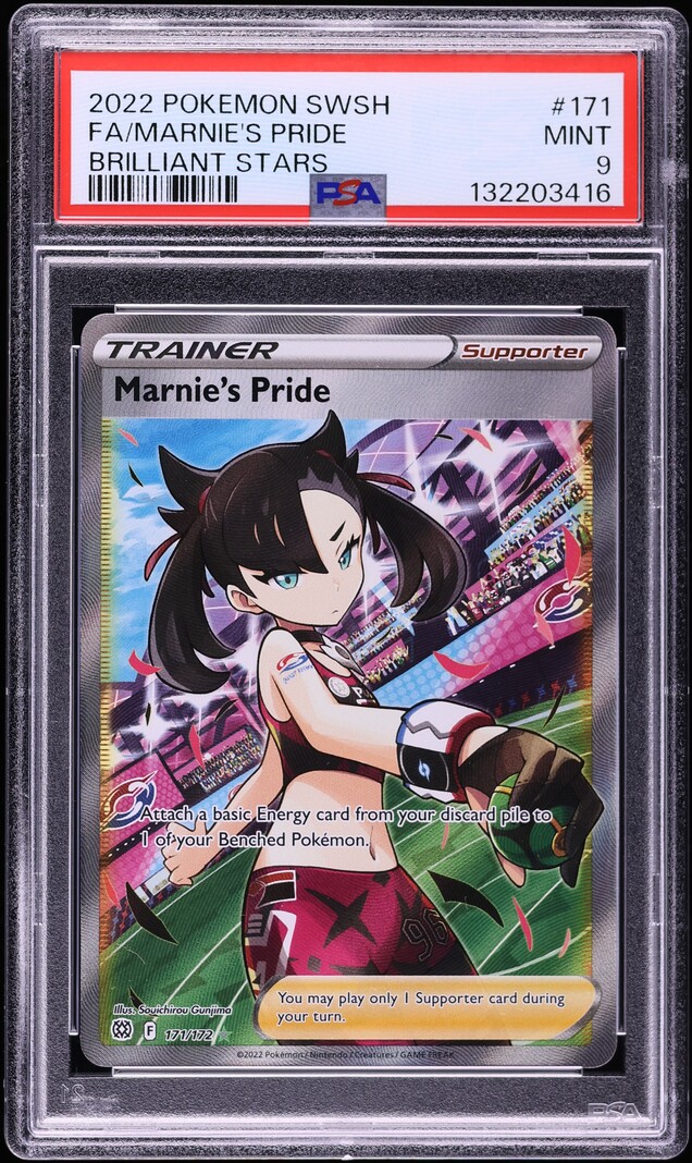2022 Pokemon Sword & Shield Brilliant Stars Full Art Marnie's Pride #171 PSA 9 MINT