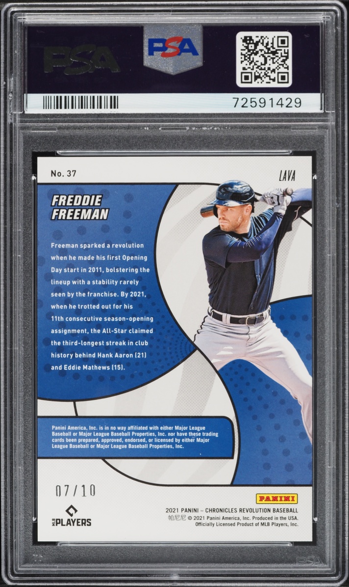 2021 Panini Chronicles Revolution Lava Freddie Freeman /10 #37 PSA 10 GEM MINT
