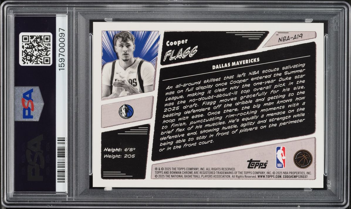 2025 Bowman Chrome Anime NBA Cooper Flagg ROOKIE #NBA-A19 PSA 9 MINT