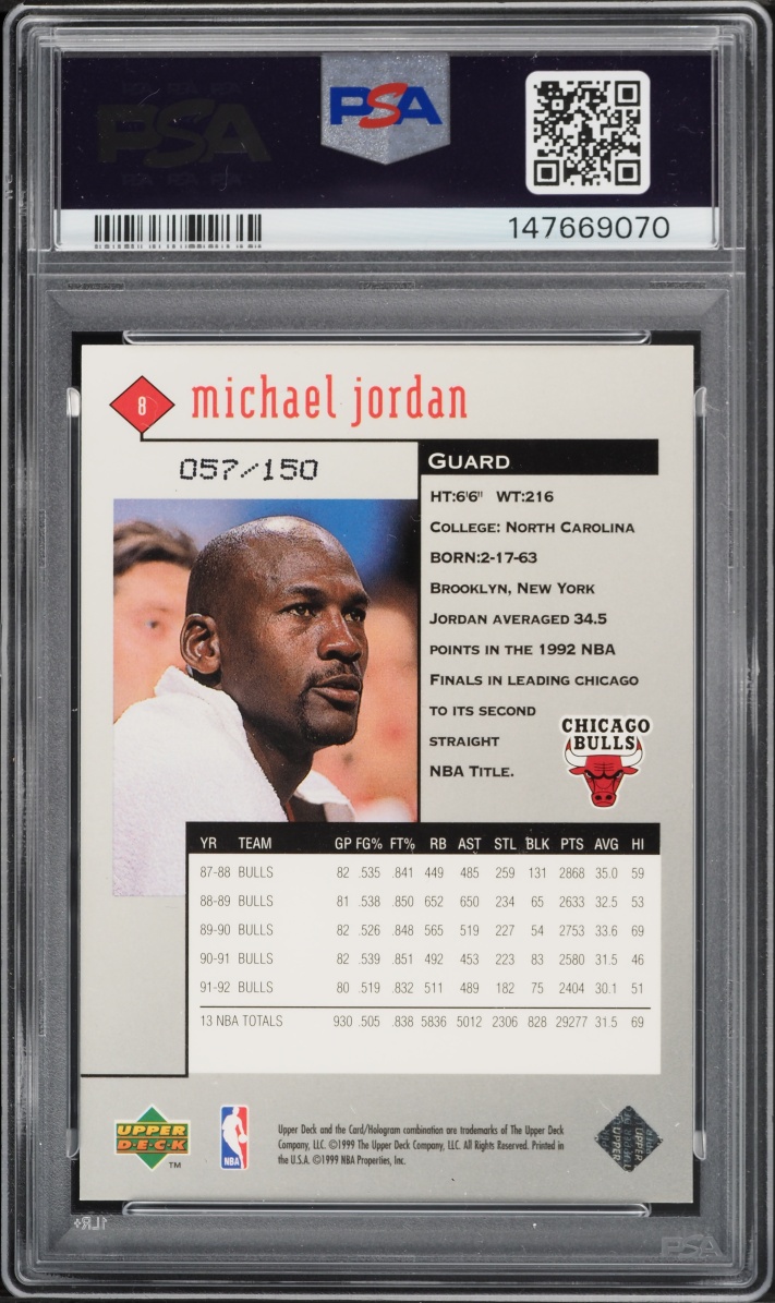 1998 Black Diamond Quadruple Michael Jordan /150 #8 PSA 8 NM-MT