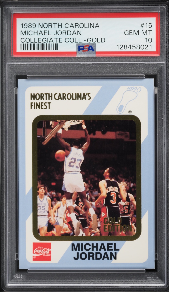 1989 Collegiate Collection North Carolina Gold Michael Jordan #15 PSA 10 GEM MINT
