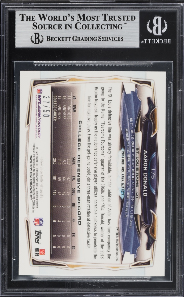 2014 Topps Chrome Gold Refractor Aaron Donald ROOKIE /50 #175 BGS 9 MINT