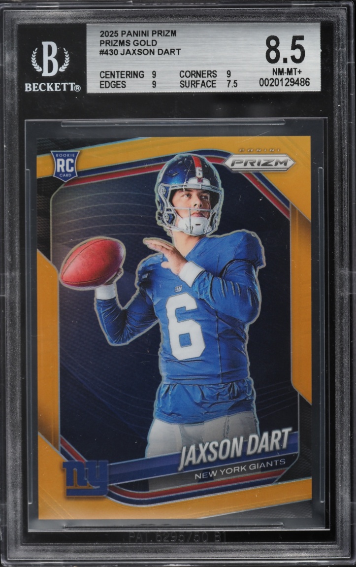 2025 Panini Prizm Gold Jaxson Dart ROOKIE /10 #430 BGS 8.5 NM-MT+
