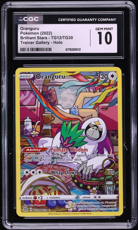 2022 Pokemon Sword & Shield Brilliant Stars CHR Oranguru #TG12 CGC 10 GEM MINT