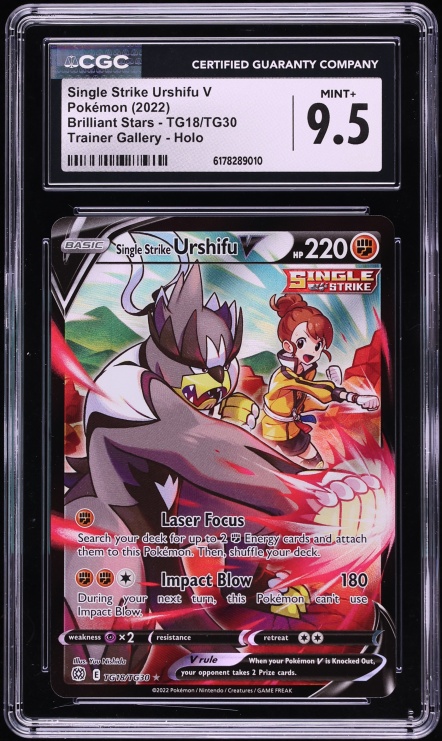 2022 Pokemon Sword & Shield Brilliant Stars CHR Single Strike Urshifu V #TG18 CGC 9.5 MINT+