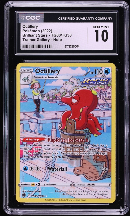 2022 Pokemon Sword & Shield Brilliant Stars Trainer Gallery CHR Octillery #TG03 CGC 10 GEM MINT