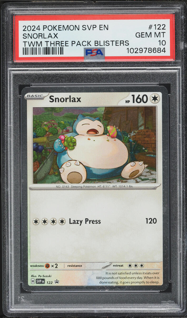 2024 Pokemon Scarlet & Violet Promo Three Pack Cosmos Snorlax #122 PSA 10 GEM MINT