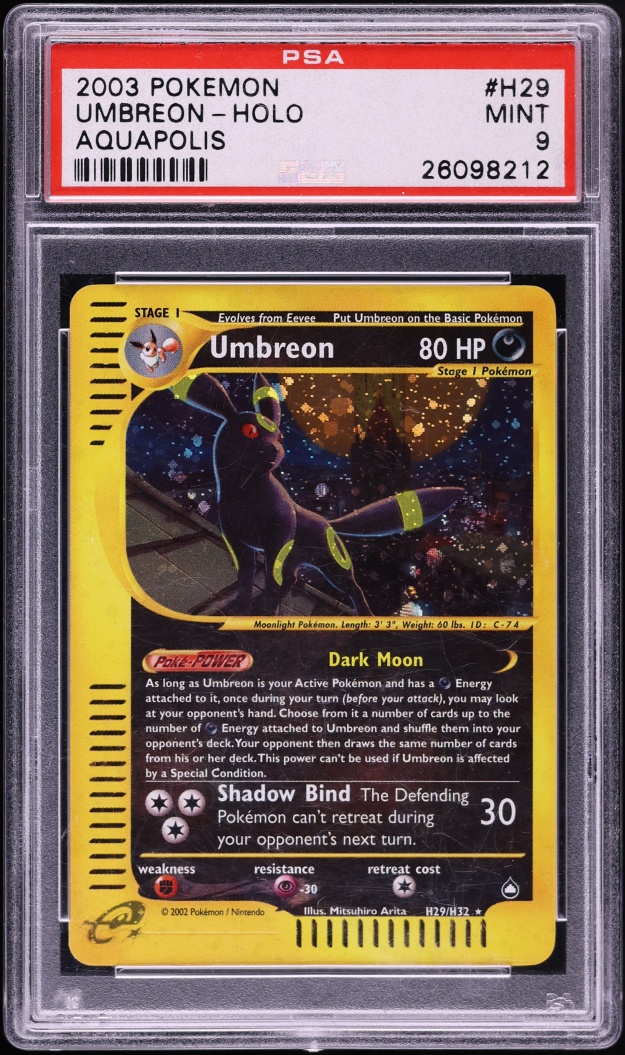 2003 Pokemon Aquapolis Holo Umbreon #H29 PSA 9 MINT