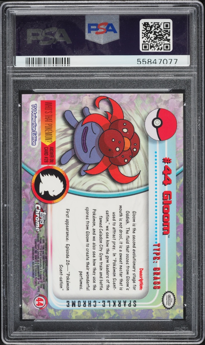 2000 Topps Chrome Pokemon Series 1 Sparkle Gloom #44 PSA 8 NM-MT