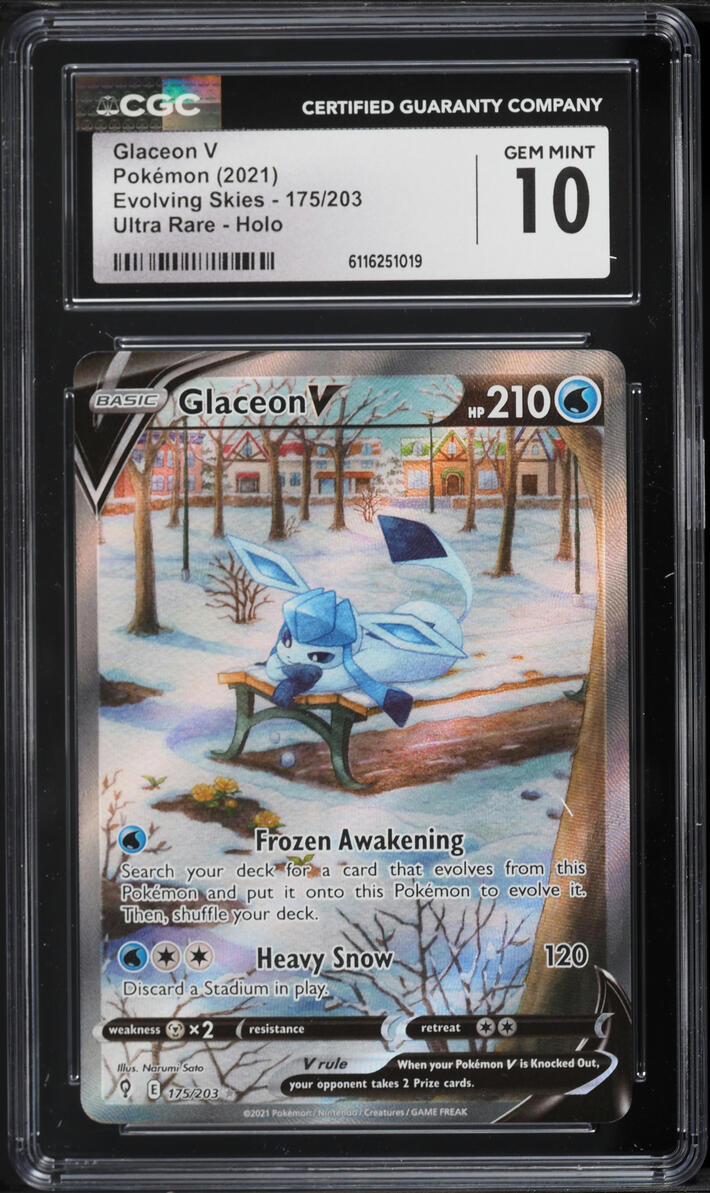 2021 Pokemon Sword & Shield Evolving Skies Alt Art Glaceon V #175 CGC 10 GEM MINT