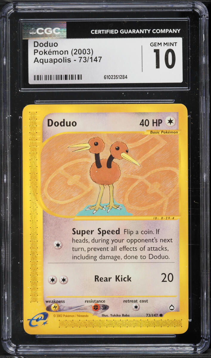 2003 Pokemon Aquapolis Doduo #73 CGC 10 GEM MINT