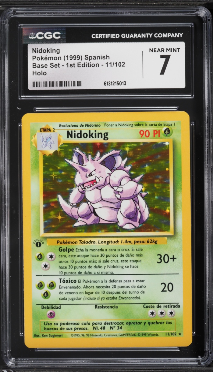 1999 Pokemon Spanish Base Set 1st Edition Holo Nidoking #11 CGC 7 NRMT