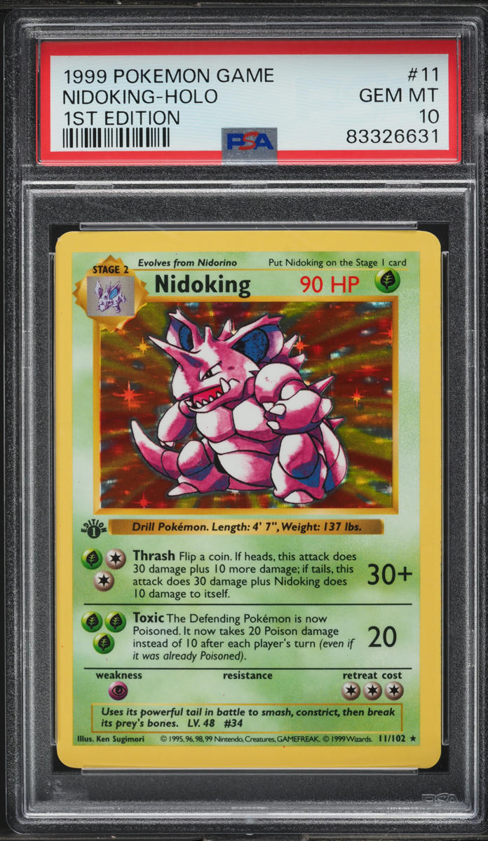 1999 Pokemon Base Set Shadowless 1st Edition Holo Nidoking #11 PSA 10 GEM MINT