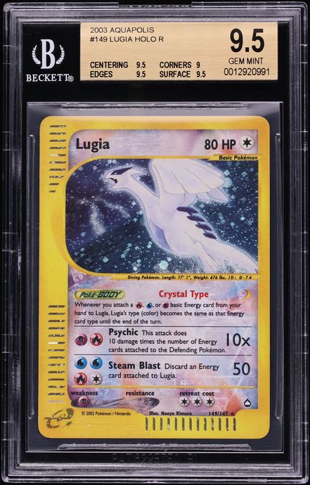 2003 Pokemon Aquapolis Holo Crystal Lugia #149 BGS 9.5 GEM MINT