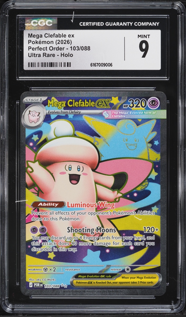 2026 Pokemon Mega Evolution Perfect Order Full Art Mega Clefable Ex #103 CGC 9 MINT