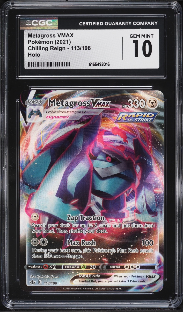 2021 Pokemon Sword & Shield Chilling Reign Full Art Metagross VMAX #113 CGC 10 GEM MINT
