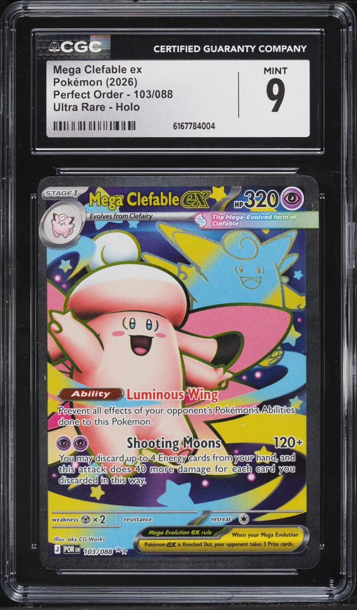2026 Pokemon Mega Evolution Perfect Order Full Art Mega Clefable Ex #103 CGC 9 MINT