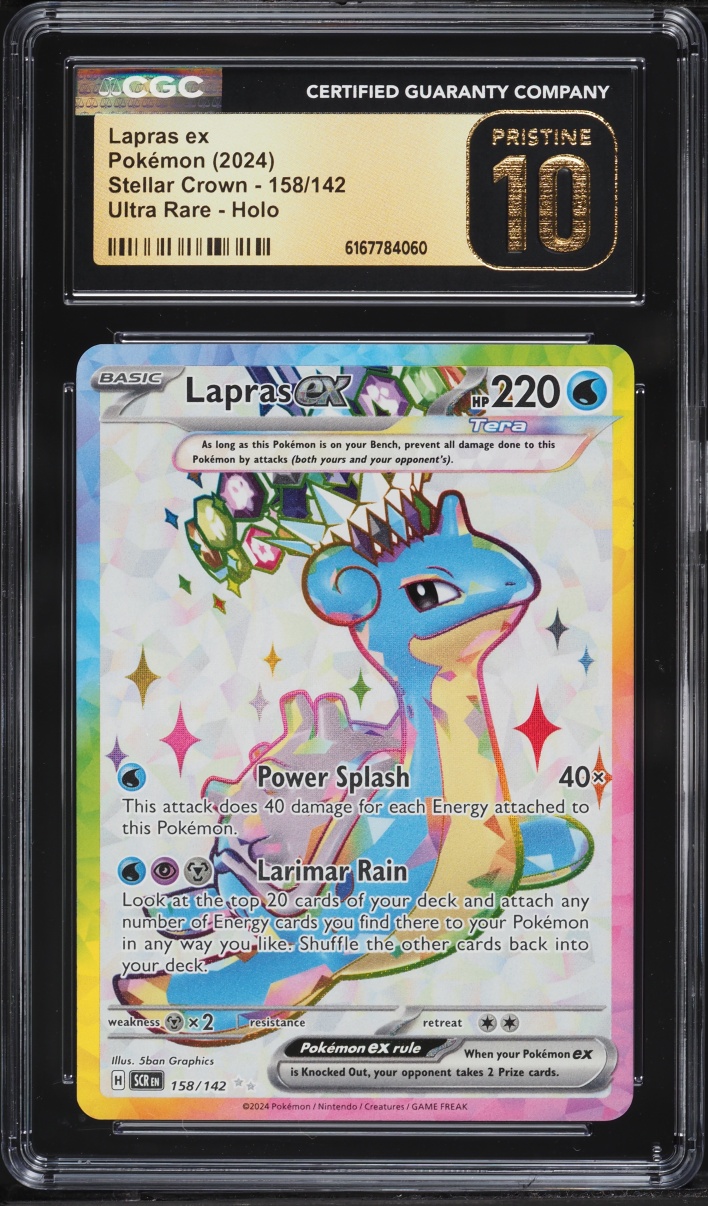 2024 Pokemon Scarlet & Violet Stellar Crown Full Art Lapras Ex #158 CGC 10 PRISTINE