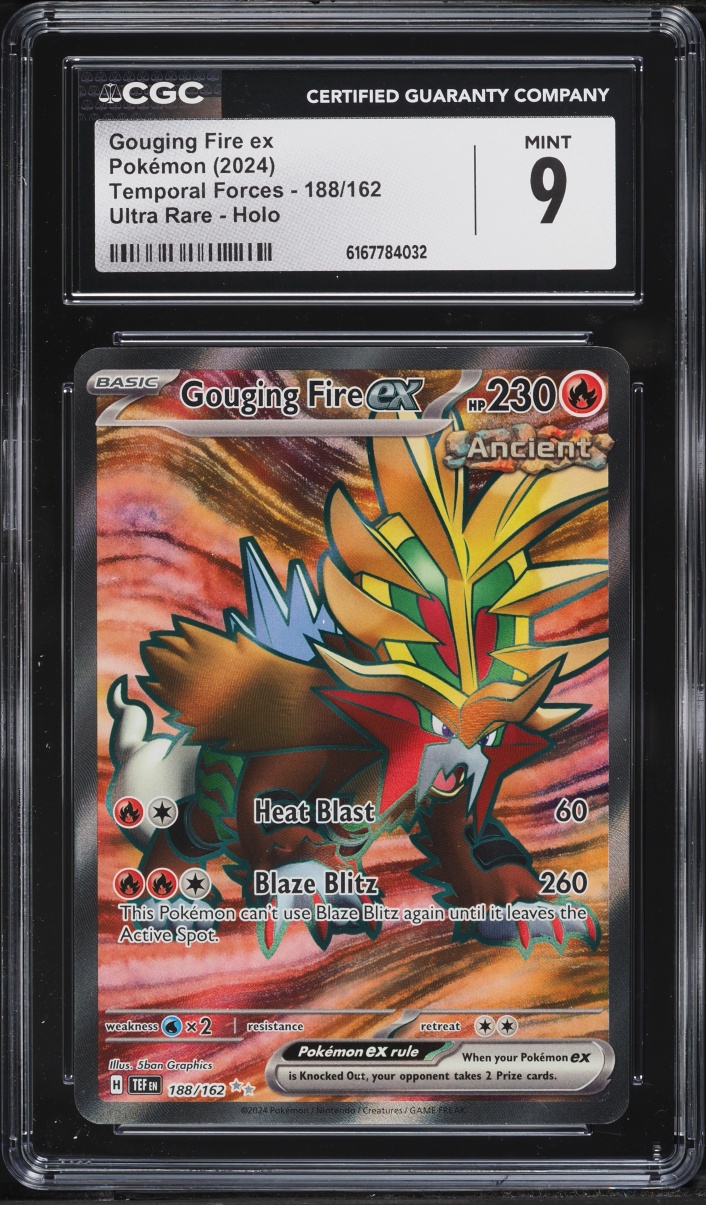 2024 Pokemon Scarlet & Violet Temporal Forces Full Art Gouging Fire Ex #188 CGC 9 MINT